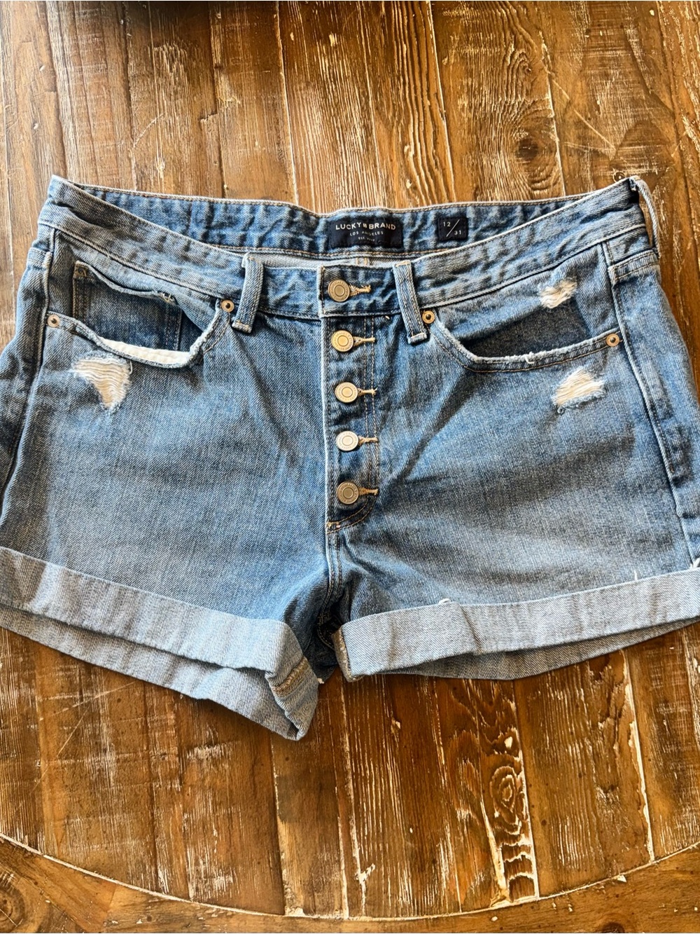 Lucky Brand Women's Light Blue Denim Button-Front botton, boyfriend fit